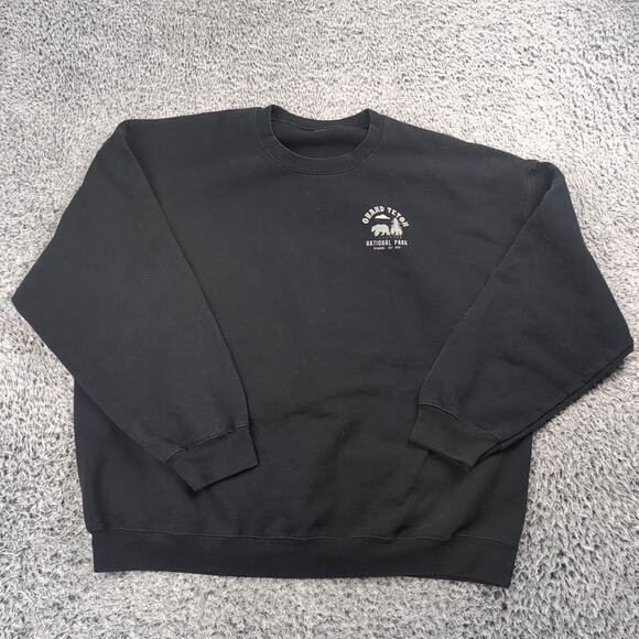 Grand Teton National Park Sweater Adult 2XL XXL Black Destination Wyoming Crew - Picture 1 of 5